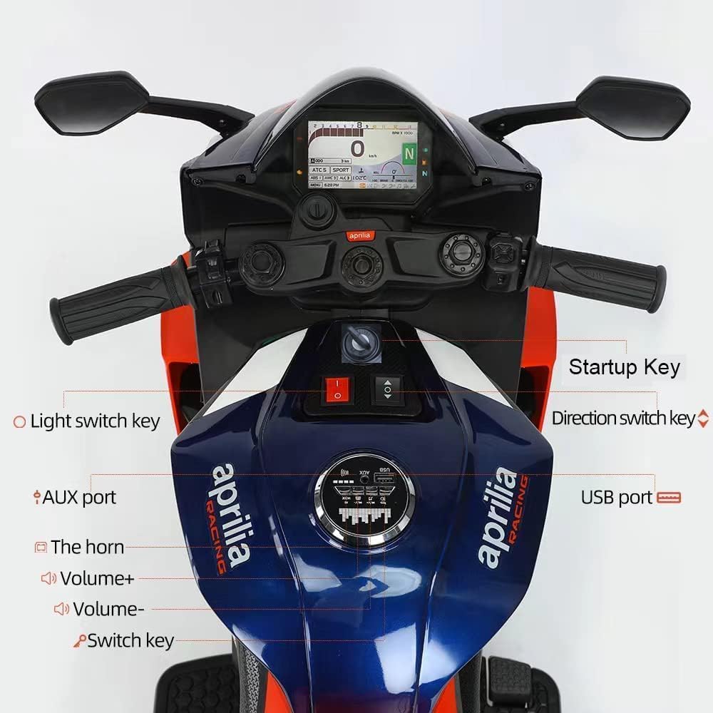 Aprilia 24V Kids Ride on Motorcycle Electric MotorBike Battery Power w/Bluetooth